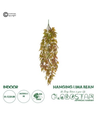 GloboStar® Artificial Garden HANGING LIMA BEAN 20844 Τεχνητό Διακοσμητικό Κρεμαστό Φυτό Φασόλι Λίμα Μ29 x Π10 x Υ86cm